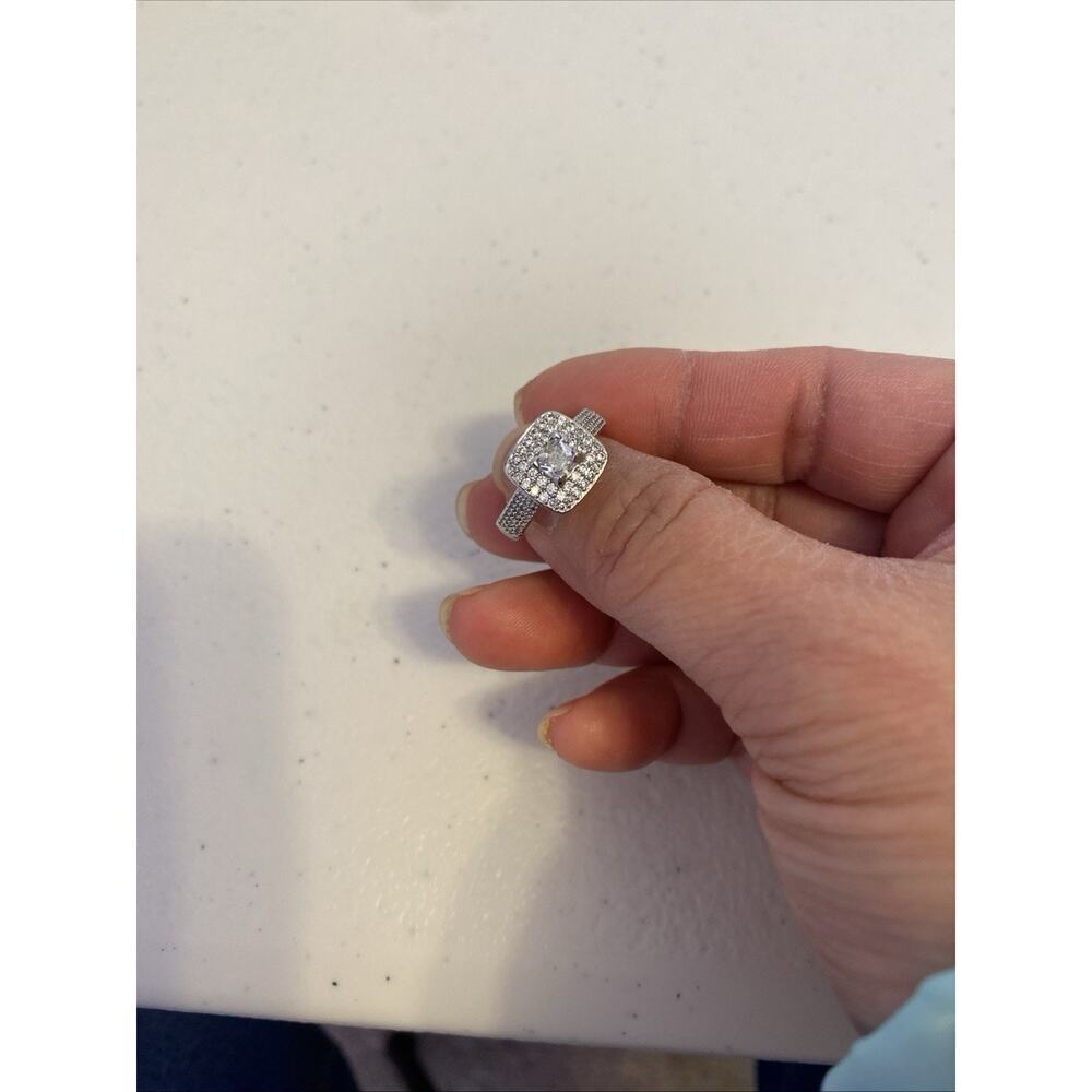 Silver White Gold Plated CZ Halo Engagement Rings Wedding Anniversary Sz6-10 New - Picture 3 of 6